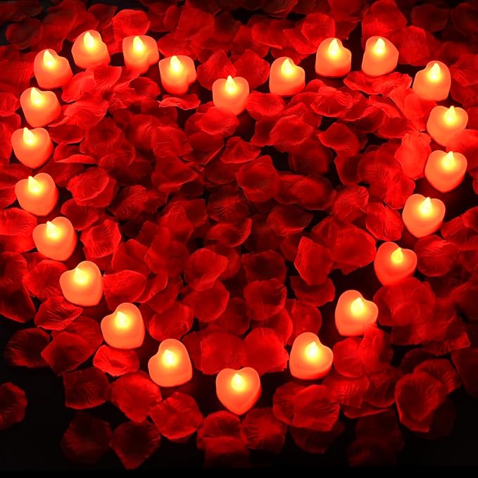 Rose Petals & Tea Lights Set
