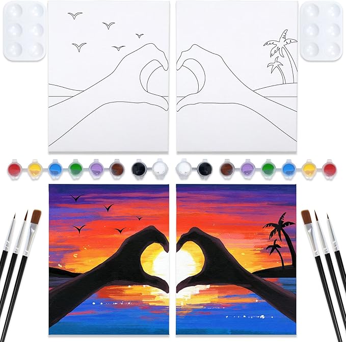 Sunset Hearts Sip n Paint Kit