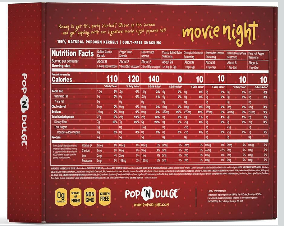 Pop ‘N Dulge Movie Night Popcorn Set