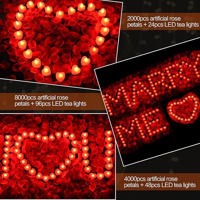 Rose Petals & Tea Lights Set
