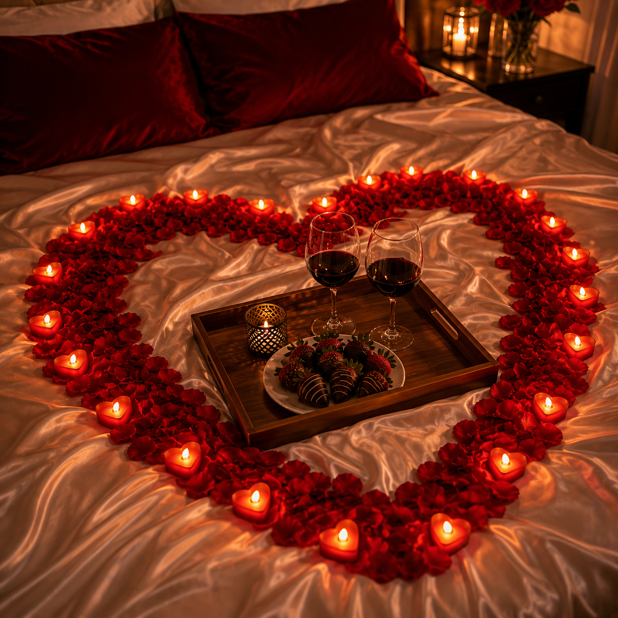 Rose Petals & Tea Lights Set